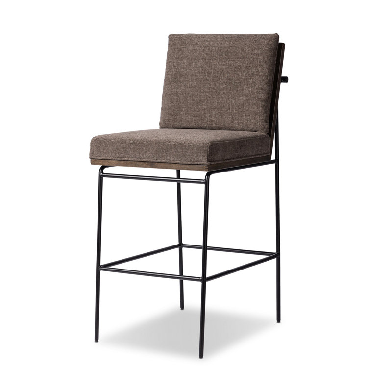 Tabouret en bois massif Julep, Tabouret de comptoir (siège d'une hauteur de 26 p, Gris anthracite Landale