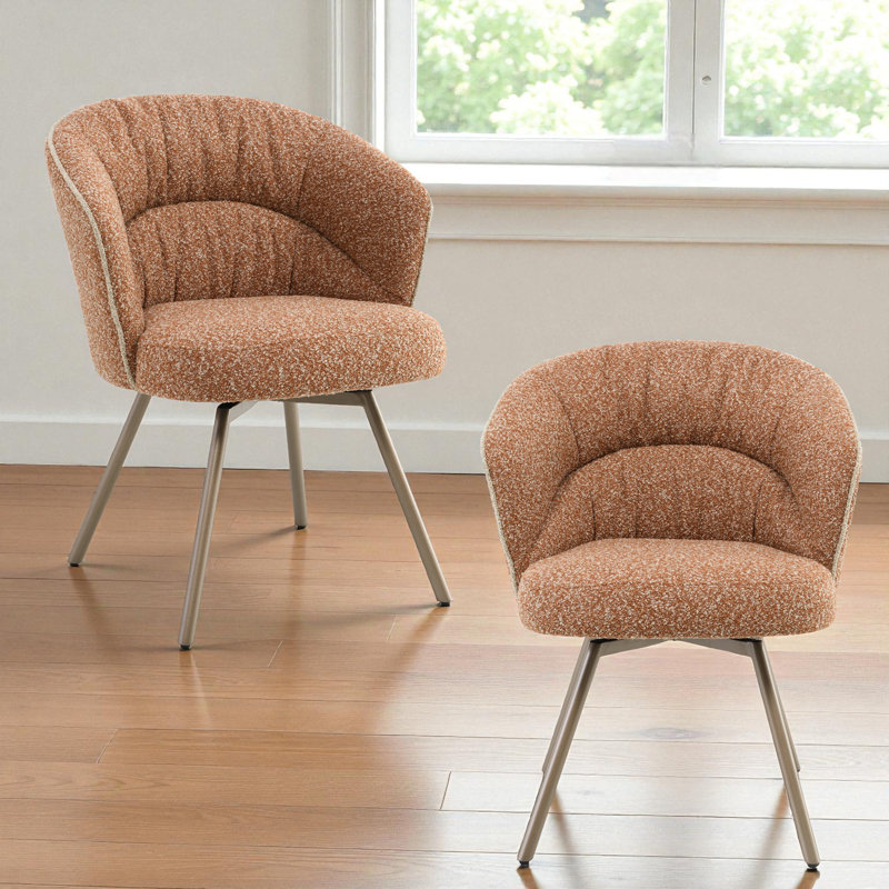 Ensemble de 2 chaises d'appoint rembourrées rouillées avec pieds en métal