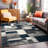 Farmerville Geometric Shag Navy/Gray/Ivory Area Rug-1168107129