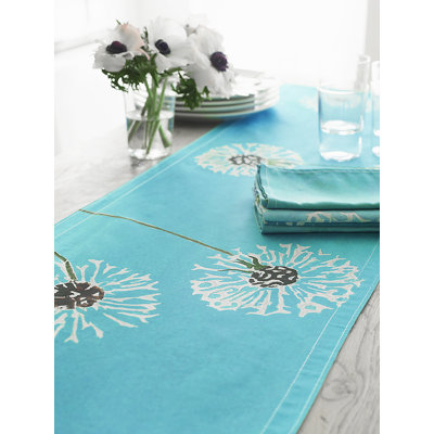 Table Runner: Dandelions on Aqua