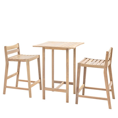 Linda Acacia Wicker Bar Set with Stools