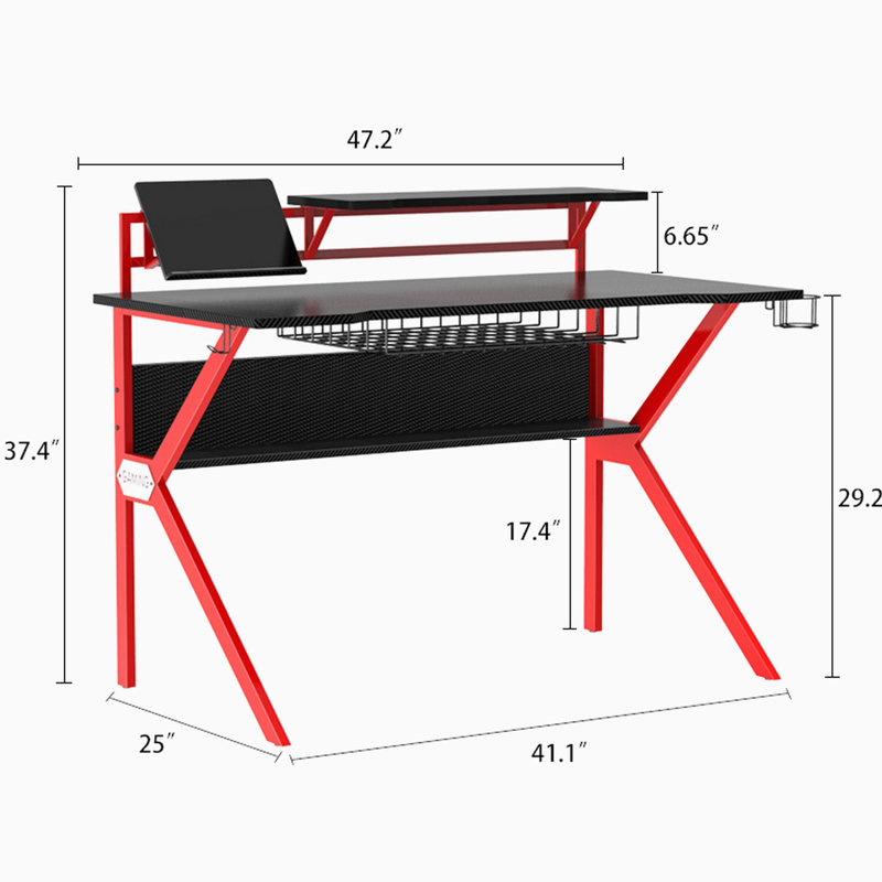 Bureau de jeu ergonomique enduit de PVC, Rouge