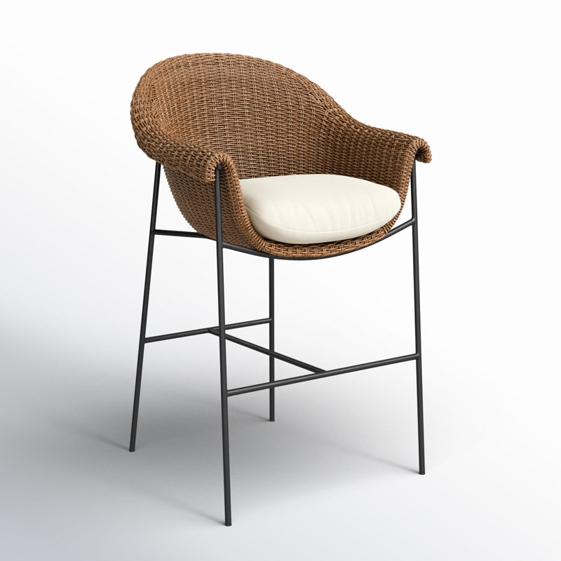 Suerte Outdoor Bar Stool, Black/Brown, Cream