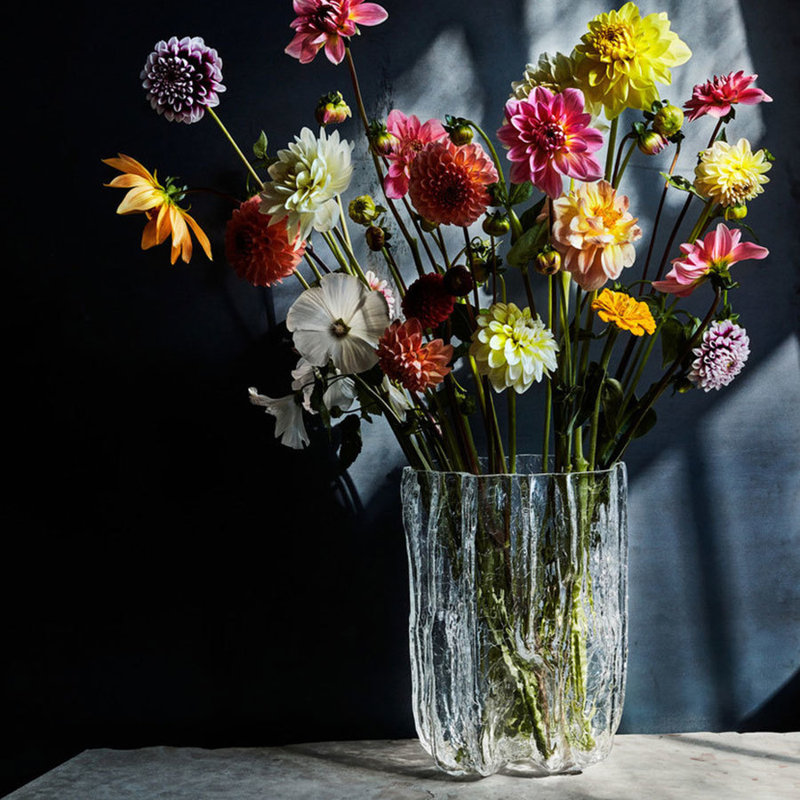 Crackle Handmade Glass Table Vase