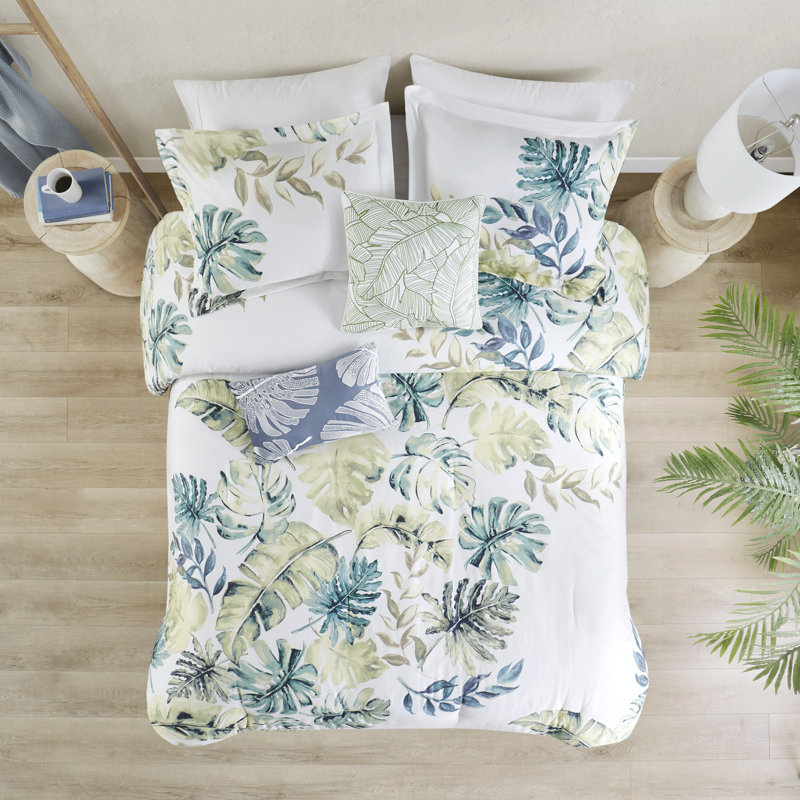 Ensemble d'édredon en coton percale 6 pièces Lorelai, Édredon de très grande taille et 5 pièces suppl