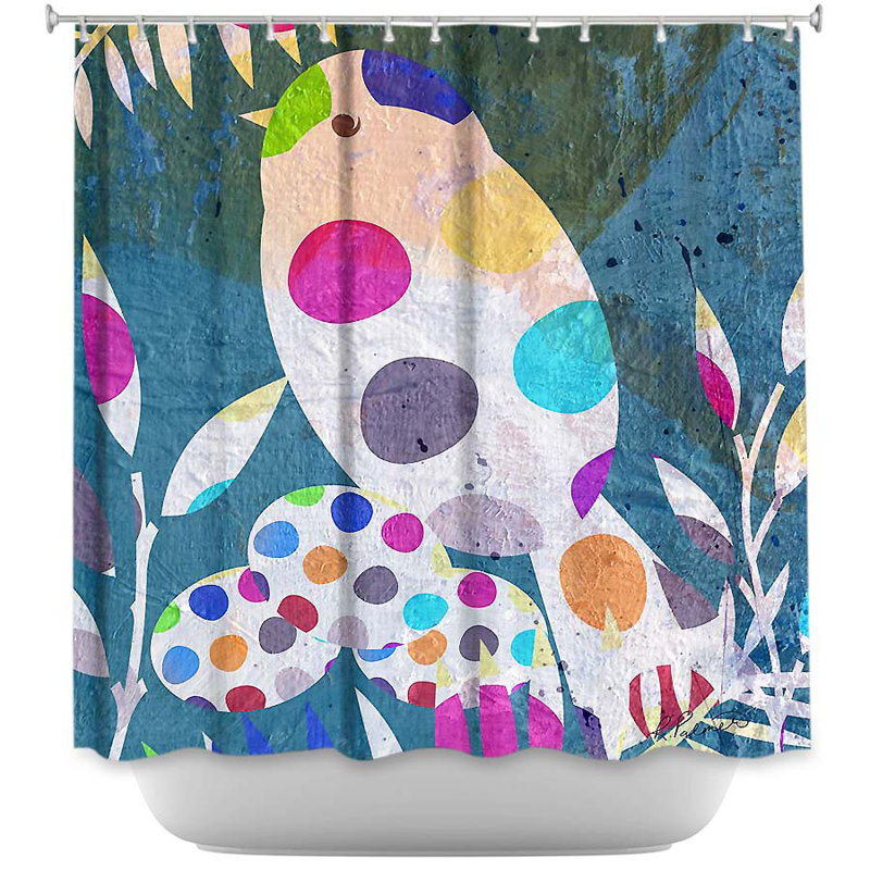 Rideau de douche simple jolie oiseau avec œufs