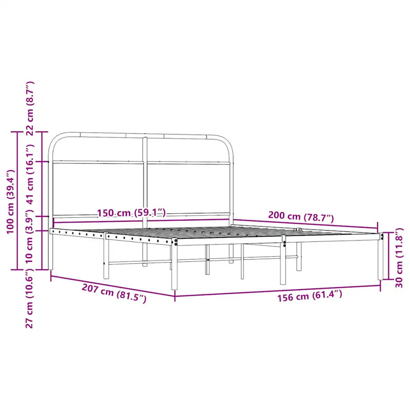 Alesiram Bed, Kingsize (5'), Smoked Oak