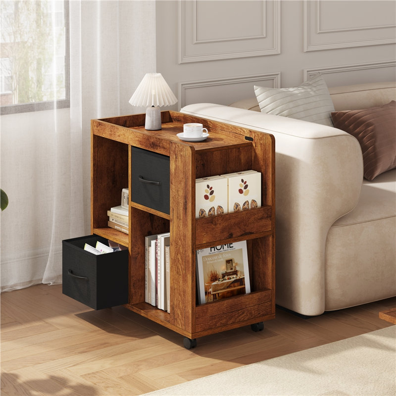 Table d'appoint moderne avec roulettes, Brun rustique