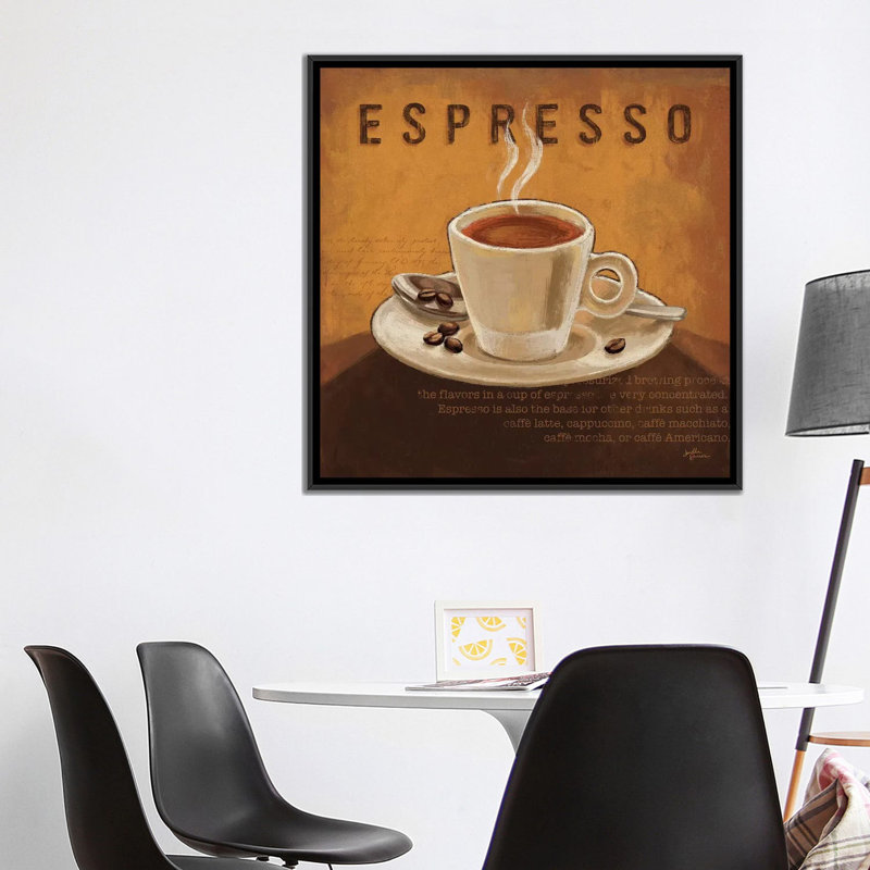 «Coffee and Co. III», affiche vintage sur toile, H 37 po x l 37 po x P 1,5 po, Toile avec cadre noir, Pas de tapis
