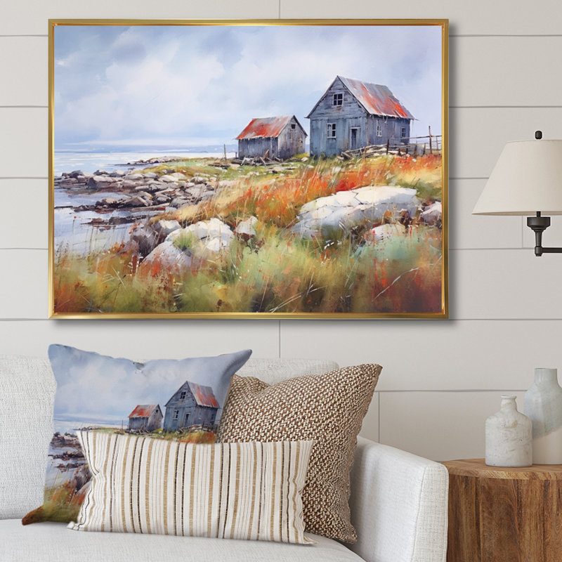 Rustic Refuge Lakehouse II sur impression sur toile, H 12 po x l 20 po x P 1 po, Cadre flottant doré