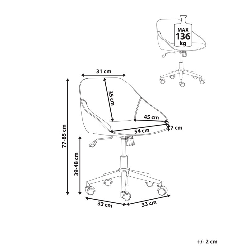 Fairmont Park Velvet Office Chair, Beige, Beige