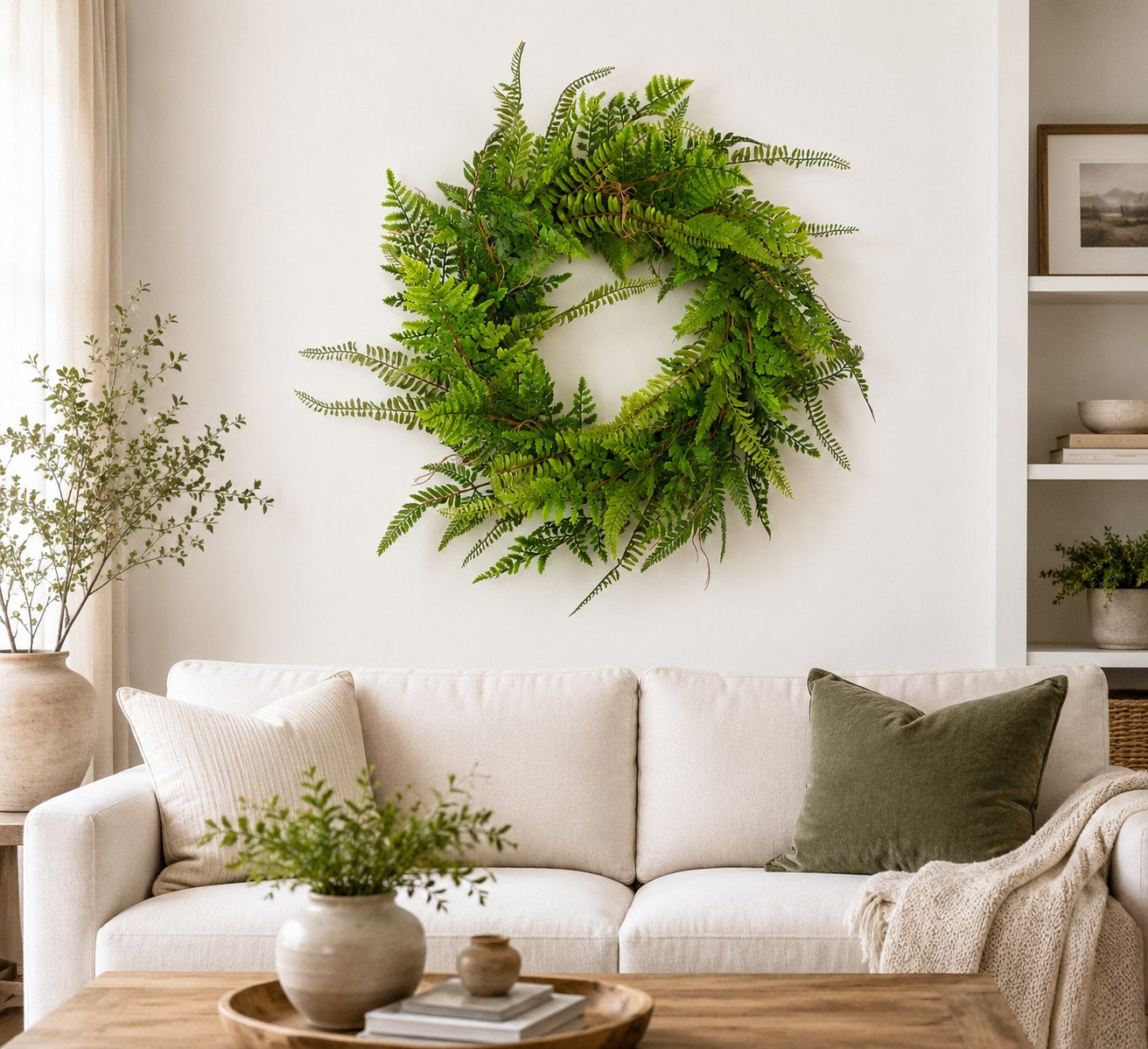 24" Handcrafted Fern No Holiday Wreath