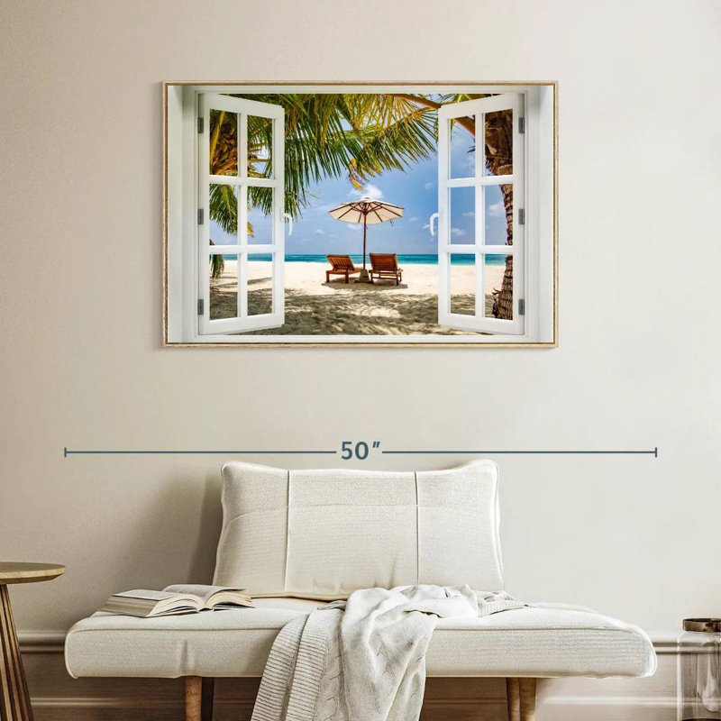 Neruda Window, 40" X 27", Floating Frame Natural Wood