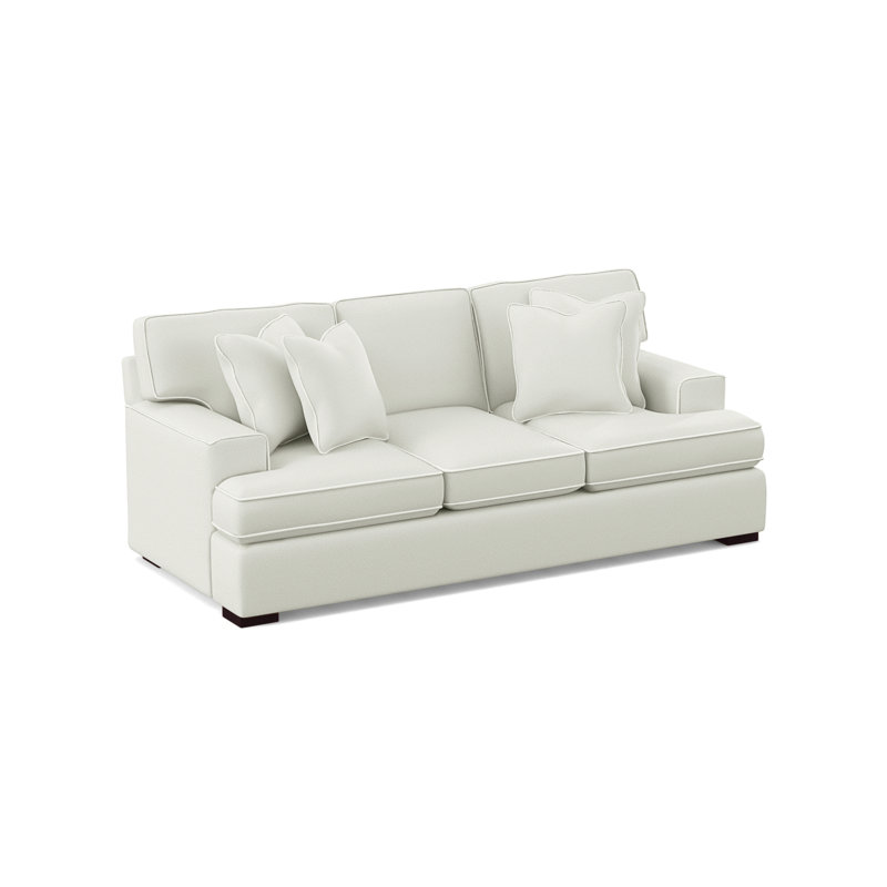 Bridgetown 97'' Recessed Arm Sofa with Reversible Cushions, Java Finish, Beige Performance Fabric; 0851-73