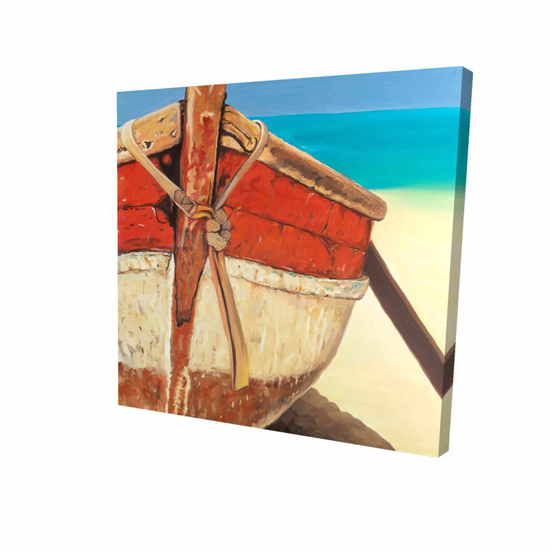 « attaché aviron bateau », reproduction de peinture à l’huile sur toile tendue, H 36 po x l 36 po x P 1,5 po