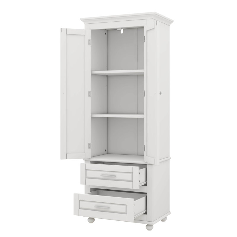 Tall Storage Cabinet With Two Drawers