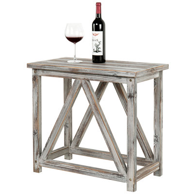 Torched Solid Wood Side Table