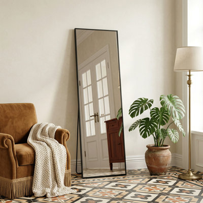 Oversized Rectangle  Aluminum Alloy Framed Full Length Mirror with Stand