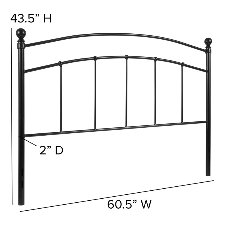 Betanya Decorative Metal Headboard, Black, Queen