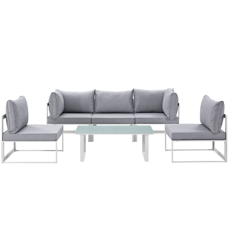 Ensemble de conversation modulaire Modway Crown, Gris, Blanc / océan