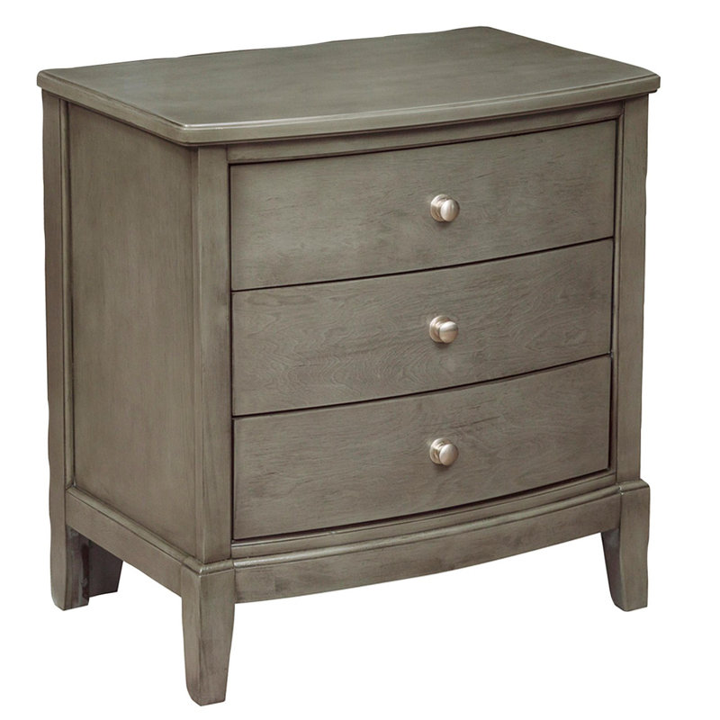 Table de chevet 3 tiroirs Ping, Gris