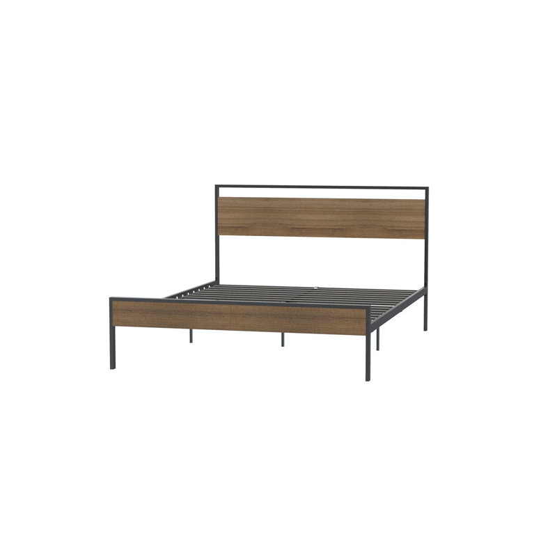 Lit plateforme Mashud, Grand, Black/Walnut