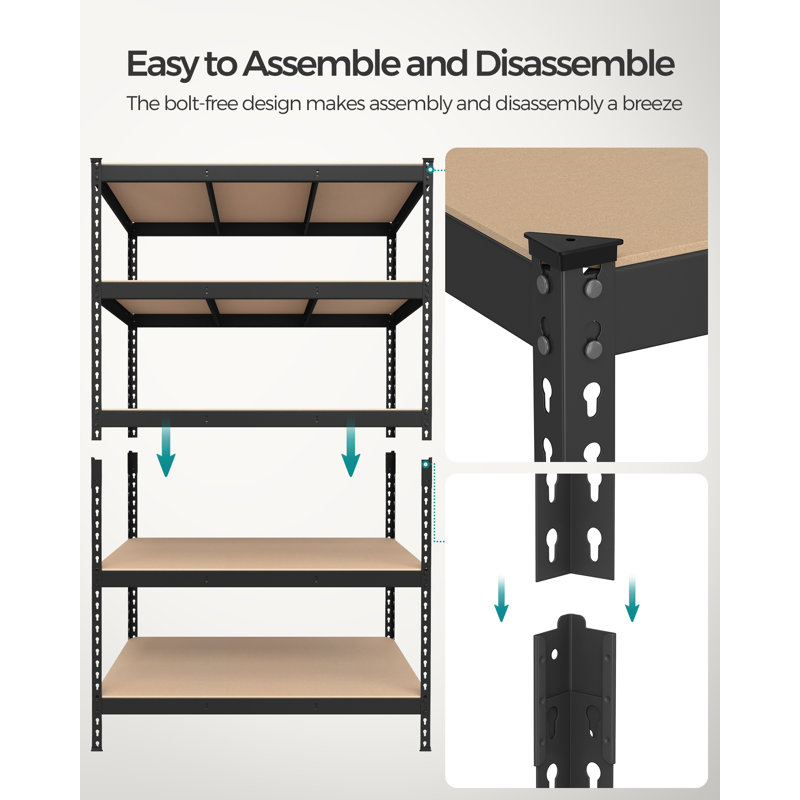 Adjustable Shelving Unit, 70.9" H x 47.2" W x 23.6" D, Black