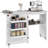 Folding Sewing Table Mobile Sewing Machine Cabinet with Shelf White
