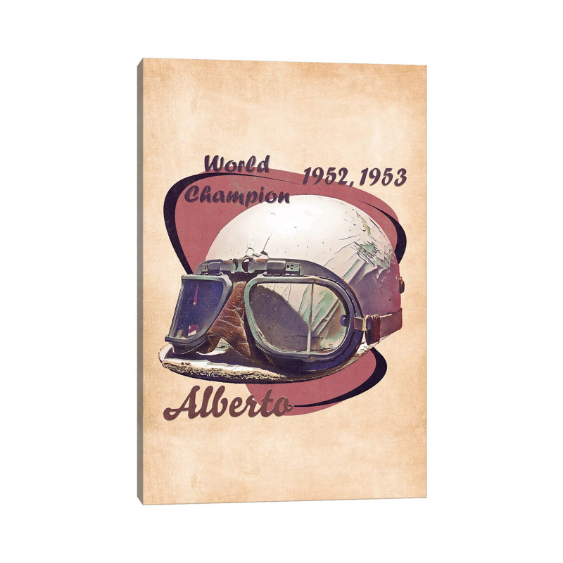 Alberto Ascari's Helmet Retro by Pop Cult Posters - Wrapped Canvas Print, 101.6 cm H x 66.04 cm W
