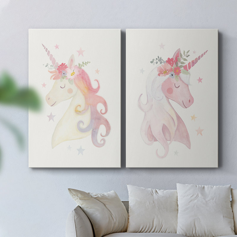 Toile tendue avec châssis «Sweet Unicorn I» - prêt à accrocher, H 12 po x l 8 po