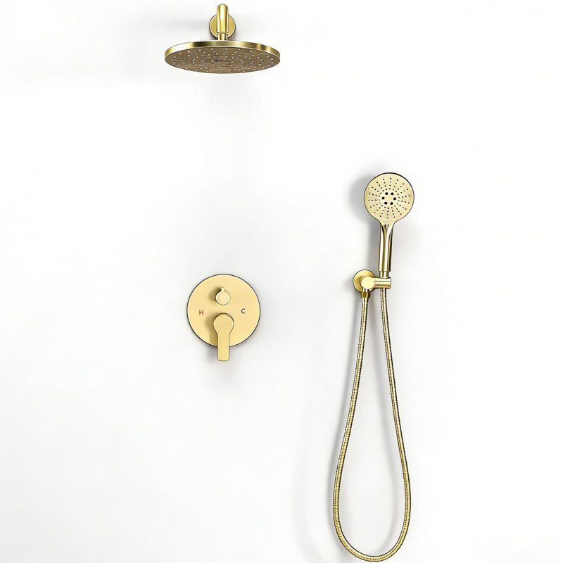 Wall Mounted Shower System， High Pressure Shower Head And 3-Setting Handheld, Shower Trim Kit Contain Pressure Balance Valve