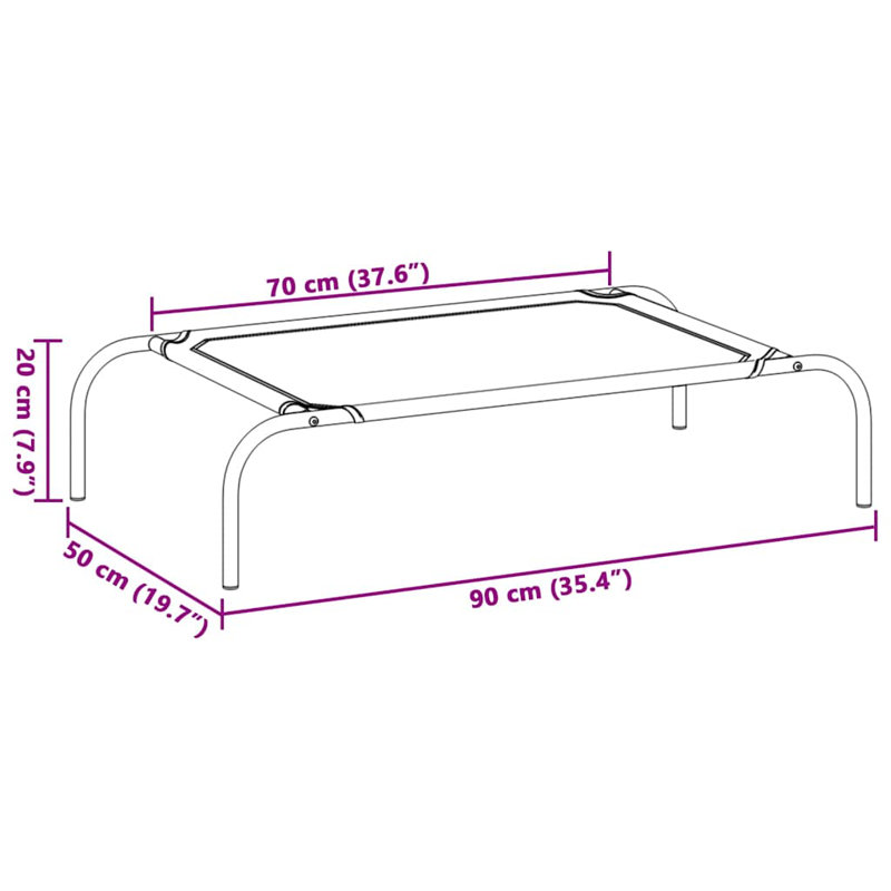 Oxford Fabric Pet Bed, 20cm H x 90cm W x 50cm D, Black