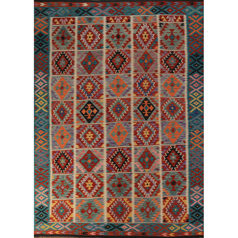 Tapis oriental en laine Kilim 8 x 11