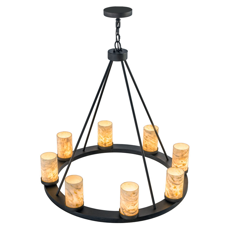 Lustre en roue de chariot à 8 lumières de style bougie Van
