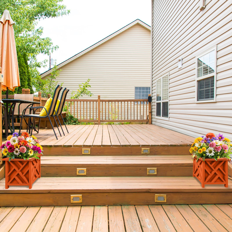  Lattice Planter Box 2-Pack, Terracotta, Tan