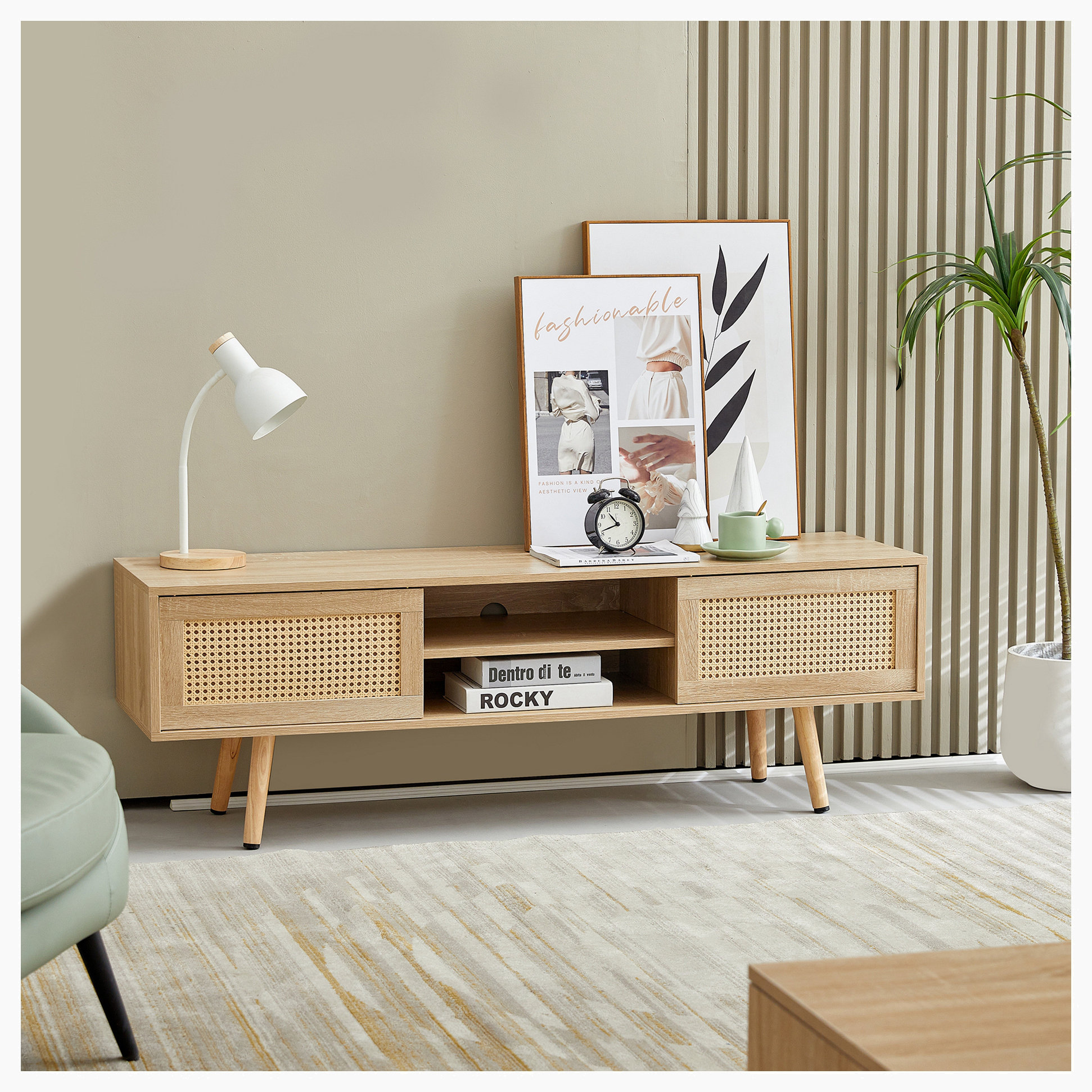 Bay Isle Home™ Morrisonville Rattan TV Cabinet TV Console for Living ...