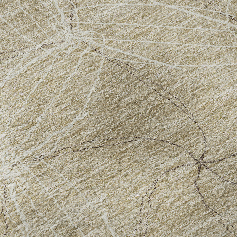 Tapis beige Prisco lavable à la machine de qualité supérieure, Rectangle 5 pi x 7 pi 6 po