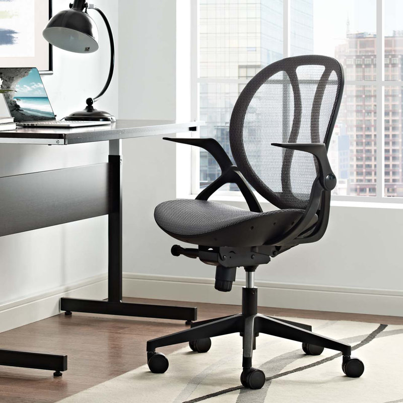 Chaise de bureau Conduite en vinyle par Modway, gris