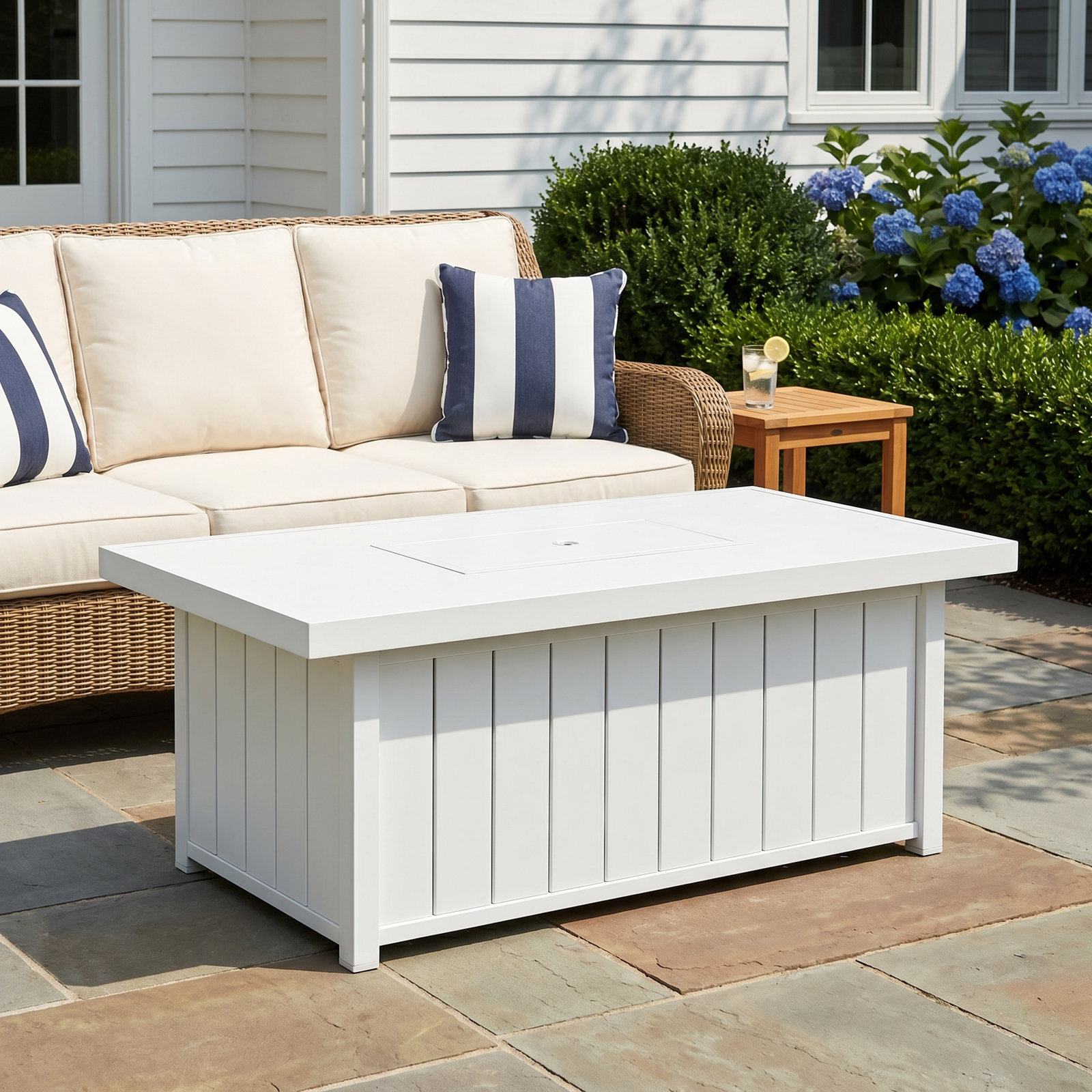 Rectangle Fire Pit Table, White