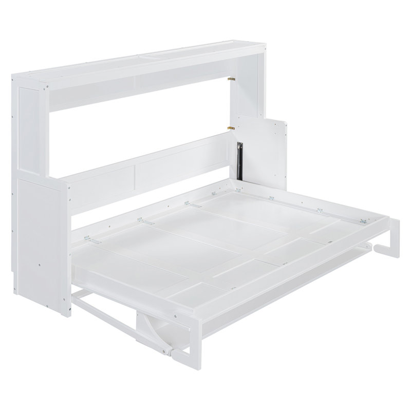 Mihoko Murphy Bed Cabinet with Display Shelf, Full, White