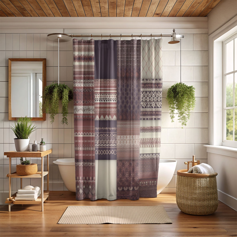 Boho Circles - Rideau de douche Premium, H 74 po x l 71 po
