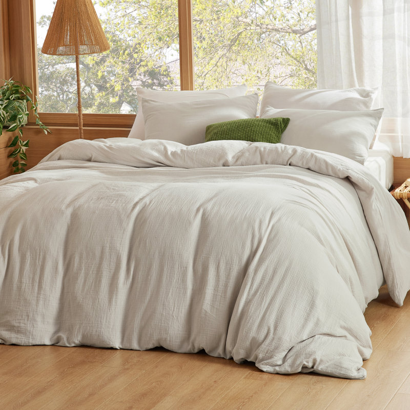 Housse de couette 100% coton de taille grand - Ensemble de housse de couette en lin synthétique (ensemble de 3), Lin lin