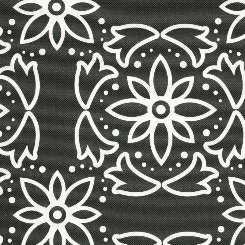 Ebony Medallion 18" Square Outdoor Decorative Pillow in Black