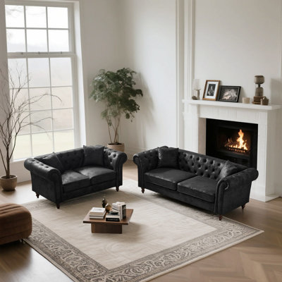 Mid-Century Modern 2-Piece Chesterfield Sofa Set by Darby Home Co