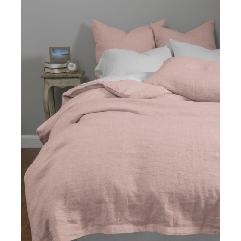 Housse de couette en lin Darama, Gris neutre, Housse de couette pour lit simple