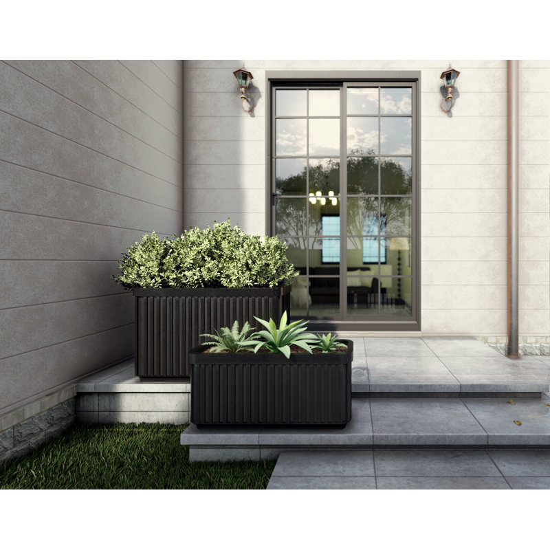 Modern Fully Drawn Stainless Steel Flower Box, 15.74" H x 33.85" W x 12.59" D
