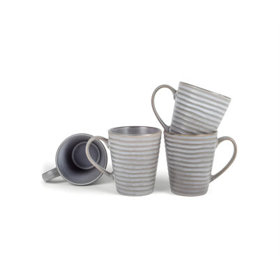 Ensemble de 4 tasses côtelées gris ardoise Le prix est par tasse