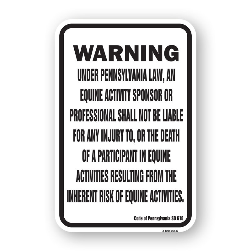 Enseigne de stationnement en aluminium antirouille de calibre 18 po x 24 po Pennsylvania Equine
