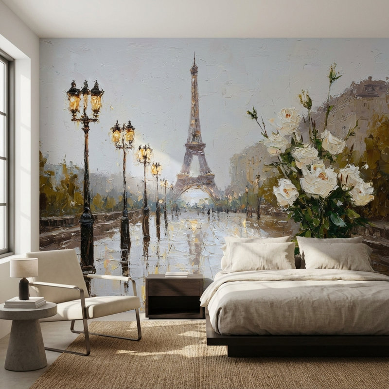 Papier peint tour Eiffel Paris, 120 po x 96 po, Peler et coller