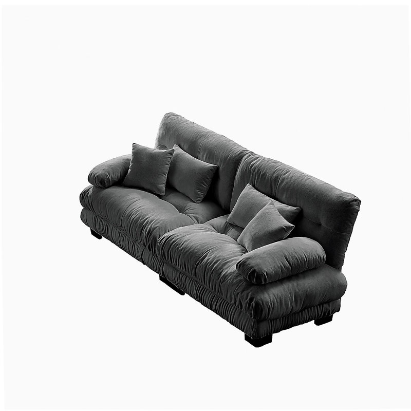 Canapé Cloud 2 places pour salon, canapé en chenille à 2 places avec 2 coussins lombaires et 2 coussins décoratifs, gris chenille